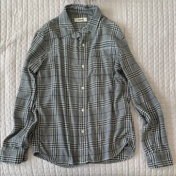 Buck Mason Black and White Houndstooth Button Down, Small - Picture 1 of 9